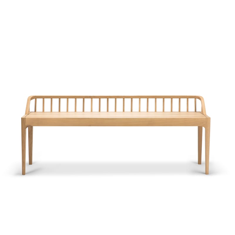 Furniture - Benches - Spindle Bench natural wood / Solid oak L 150 cm - Ethnicraft - Oak - Solid oak