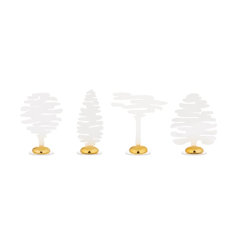 Tableware - Kitchen accessories - Barkplace Tree Bookmark metal white / Set of 4 steel Christmas trees - H 4 cm - Alessi - White & gold - China, Steel