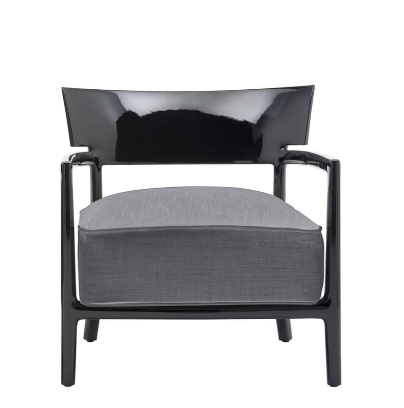Möbel - Lounge Sessel - Gepolsterter Sessel Cara INDOOR plastikmaterial textil grau schwarz / Stoffbezug - Kartell - Schwarz / Stoffbezug anthrazit - Gewebe, Polykarbonat, Polyurhethan