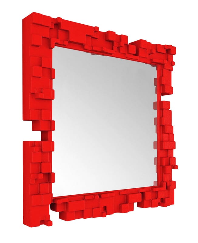Mobilier - Miroirs - Miroir mural Pixel / 80 x 80 cm - Slide - Rouge - polyéthène recyclable