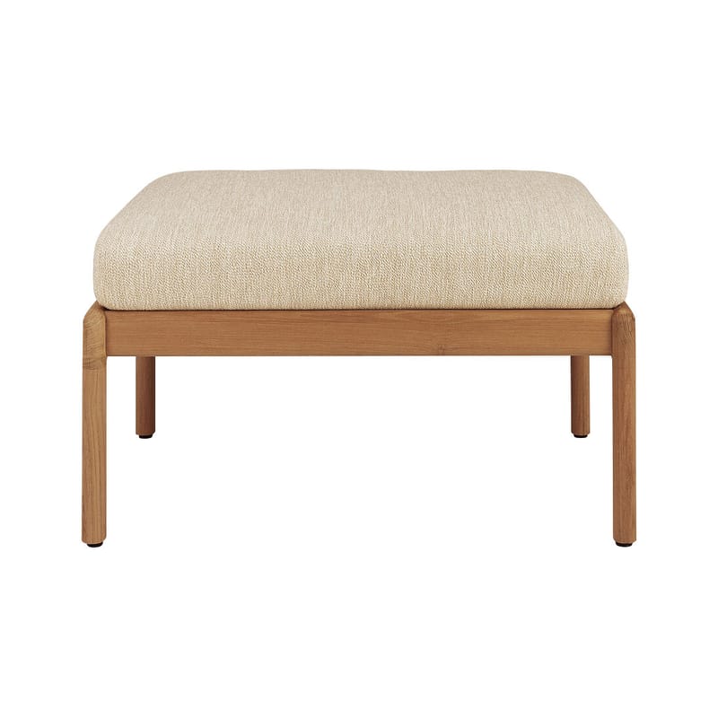 Furniture - Poufs & Floor Cushions - Jack Outdoor Pouf textile wood beige / Teak & fabric - 71 x 54 cm - Ethnicraft - Natural - Foam, Polypropylene fabric, Solid teak