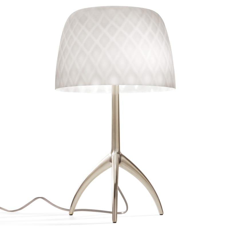 Lighting - Table Lamps - Lumière Grande 30th Table lamp glass white / H 45 cm - Limited, numbered edition - Foscarini - Pastilles patterns / Champagne base - Moulded aluminium, Mouth blown glass