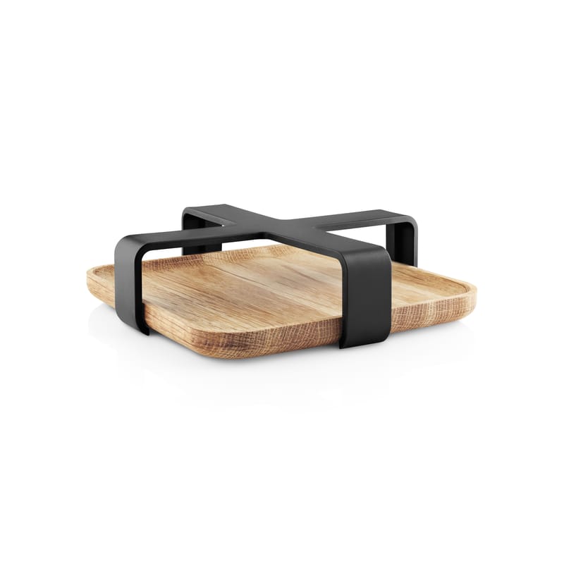 Tableware - Kitchen accessories - Nordic Kitchen Napkin holder plastic material black natural wood / 19 x 19 cm - Eva Solo - Black / Oak - Polypropylene, Solid oak