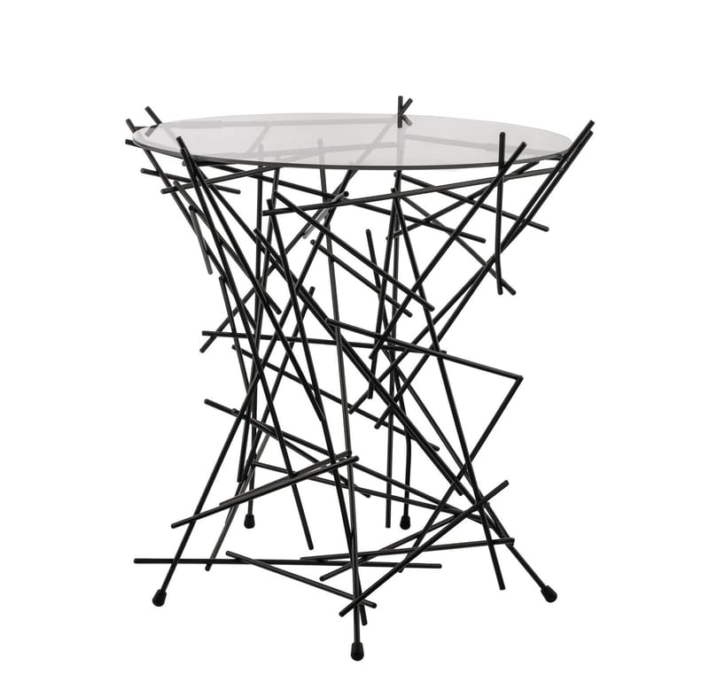 Mobilier - Tables basses - Table d\'appoint Blow up métal verre noir / Fratelli Campana, 2004 - Ø 45 x H 44 cm - Alessi - Noir - Acier, Verre trempé