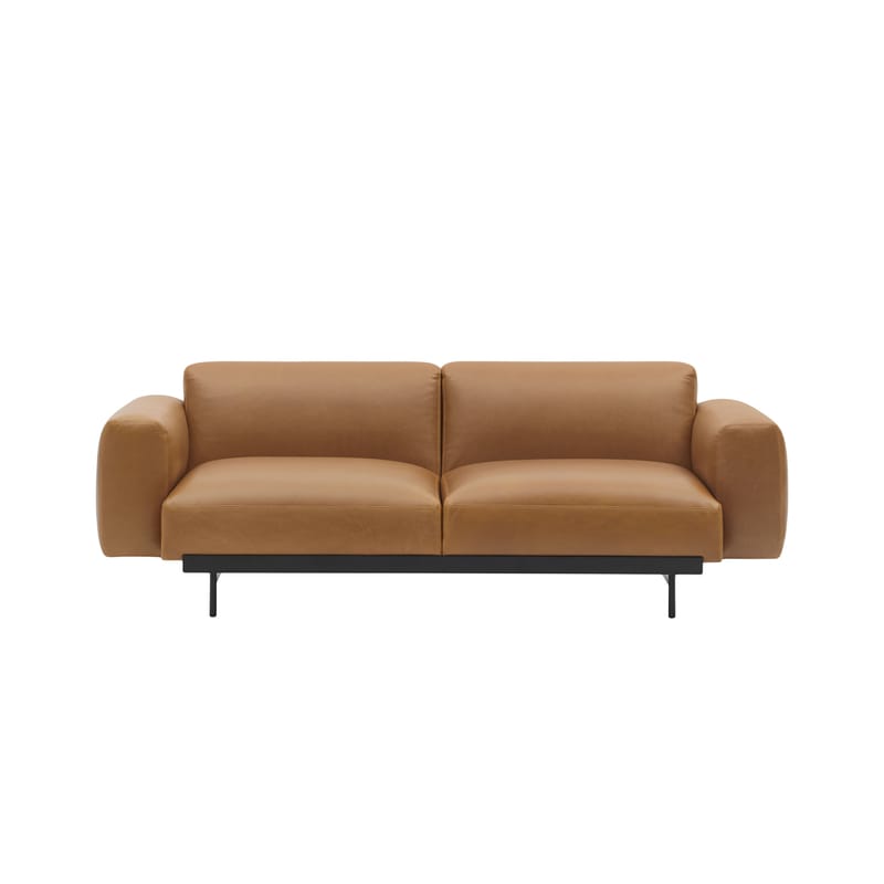 Furniture - Sofas - In Situ n°1 Straight sofa leather brown / Leather - L 198 cm - Muuto - Cognac (leather) -  Ouate, Foam, Leather, Powder coated steel, Wood