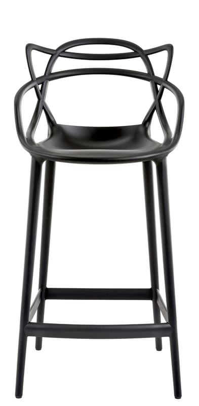 Furniture - Bar Stools - Masters Bar chair plastic material black H 65 cm - Polypropylen - Kartell - Black - Recycled thermoplastic technopolymer