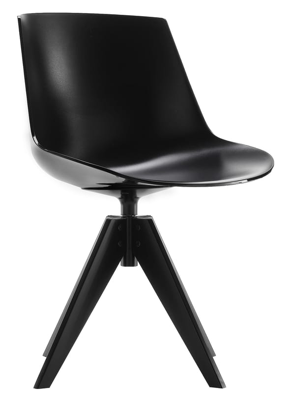 Möbel - Stühle  - Drehstuhl Flow plastikmaterial schwarz / 4 Stuhlbeine aus Stahl - MDF Italia - Schwarz / Fußgestell graphitgrau - lackierter Stahl, Polykarbonat