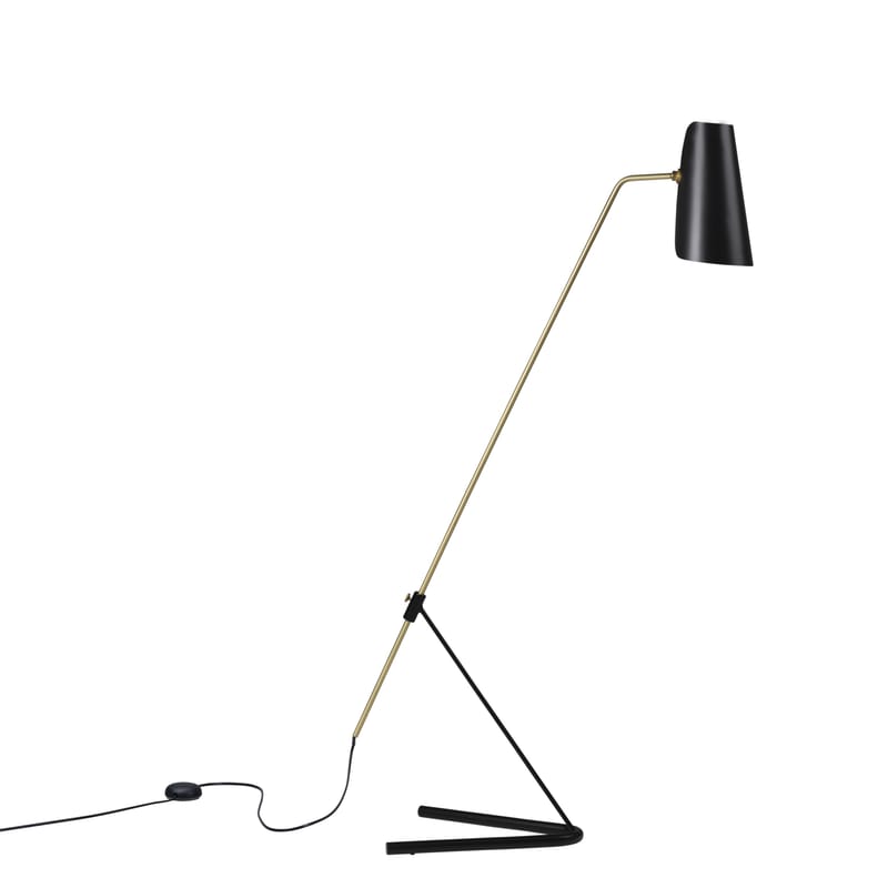 Lighting - Floor lamps - G21 Floor lamp metal black / Liseuse - 1951 reissue, Pierre Guariche - SAMMODE STUDIO - Black - Brushed varnished brass, Lacquered aluminium, Lacquered steel