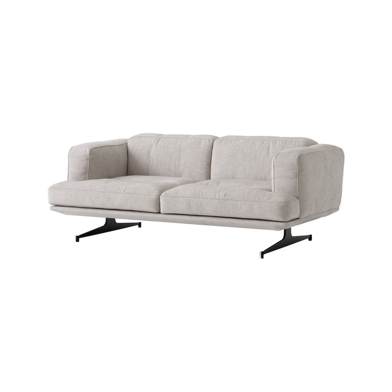 Furniture - Sofas - Inland AV22 Straight sofa textile grey / 2 seats - L 179 cm - Fabric - &tradition - Fabric / Grey - Fabric, HR foam, Wood