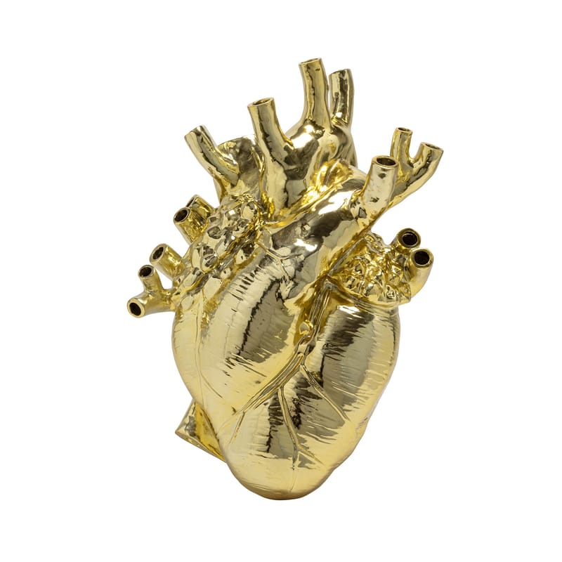 Decoration - Vases - Love in Bloom Vase plastic material gold metal Giant / Human heart - Resin / H 60 cm - Seletti - Gold - Resin