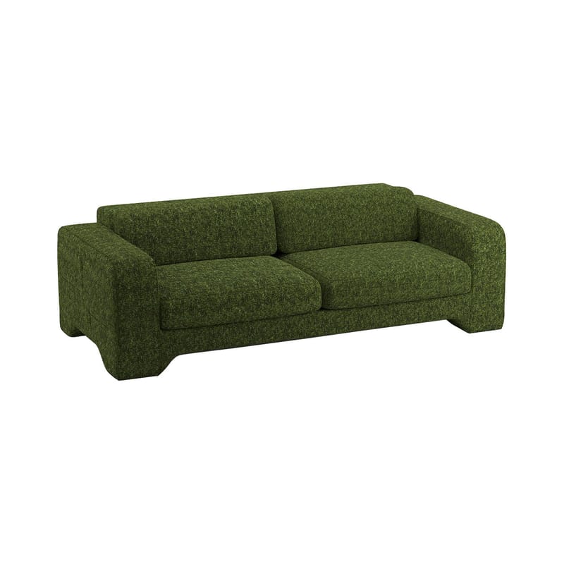 Furniture - Sofas - Giovana Straight sofa textile green / L 230 cm - 3 seats / Chenille velvet - POPUS EDITIONS - Green (Freddo Antiqua velvet) - HR foam, Particle board, Polyester wadding, Solid beech, Velours chenille