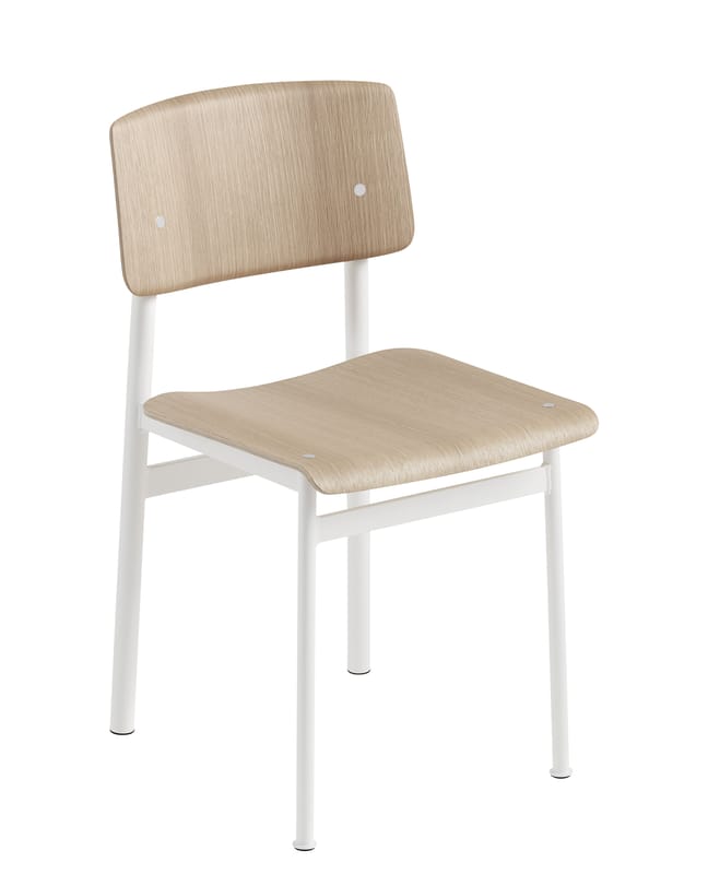 Furniture - Chairs - Loft Chair white natural wood / Wood & metal - Muuto - White / Oak - Epoxy lacquered steel, Oak plywood