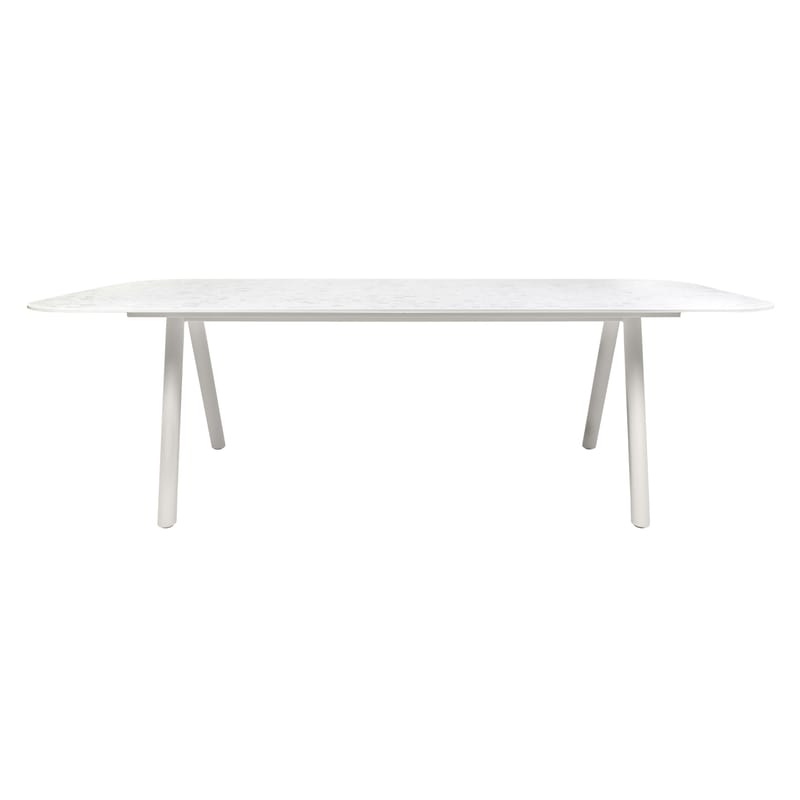 Outdoor - Garden Tables - Kodo Rectangular table ceramic white / 280 x 106 cm - Terrazzo-effect ceramic - Vincent Sheppard - 280 x 106 cm / White terrazzo effect - Ceramic, Thermolacquered aluminium