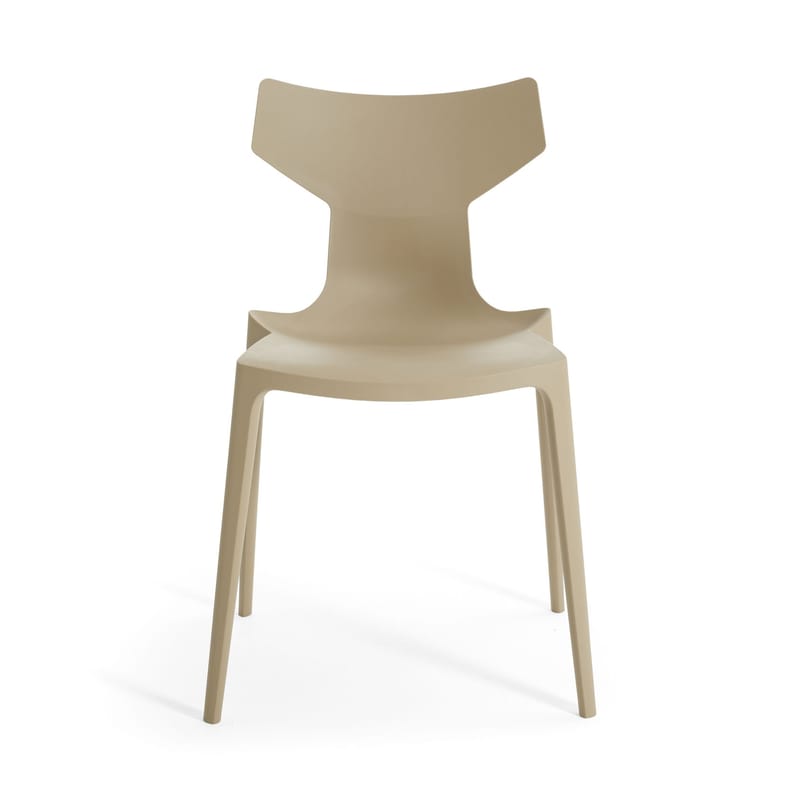 Mobilier - Chaises, fauteuils de salle à manger - Chaise empilable Re-Chair plastique beige / Matériau recyclé - Antonio Citterio, 2022 - Kartell - Tourterelle - Technopolymère thermoplastique recyclé