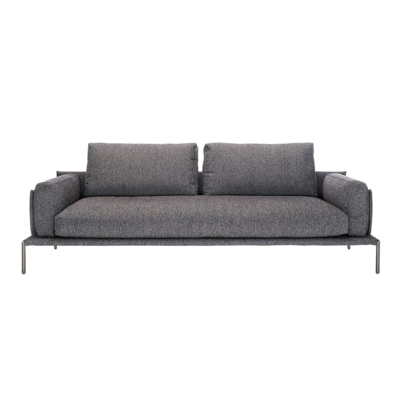 Furniture - Sofas - Noah Straight sofa textile grey / L 230 cm - Fabric - Zanotta - Grey (fabric Viburno 28056) / Graphite legs / GRAFITE -  Plumes, Fabric, Polyurethane, Steel