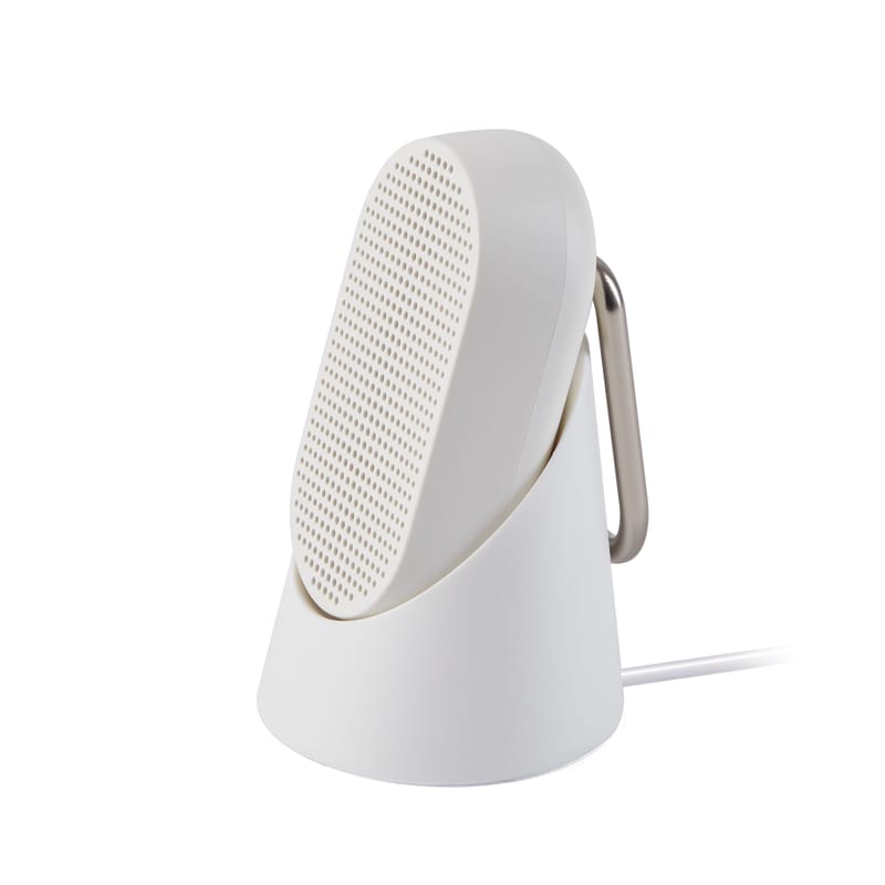 Decoration - High Tech - Mino T - 5W Bluetooth speaker plastic material white / Watertight - Integrated snap hook / Docking station - Lexon - Matt white - ABS