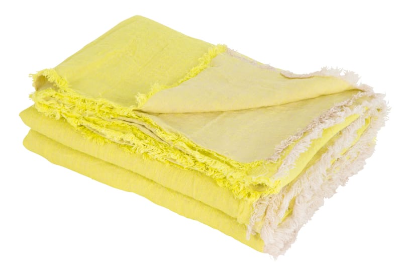 Saint-Valentin - Pour Elle - Plaid Vice Versa tissu jaune / 140 x 250 cm - Lin - Maison de Vacances - Jaune acide - Lin Lavé Froissé