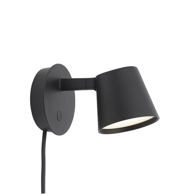 Lighting - Wall Lights - Tip LED Wall light with plug metal black / Adjustable - Dimmer - Muuto - Black - Aluminium