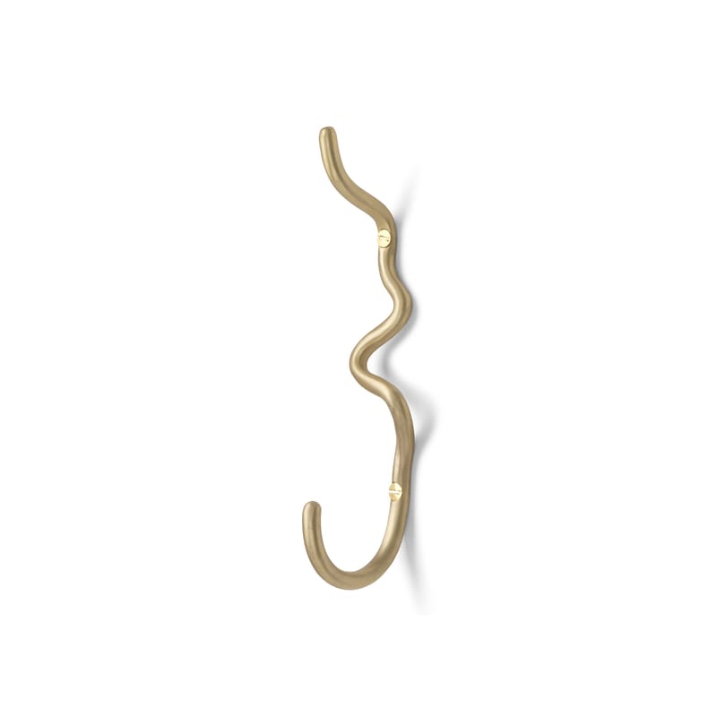 Furniture - Coat Racks & Pegs - Curvature Hook gold metal / Brass - Ferm Living - Brass - Solid brass