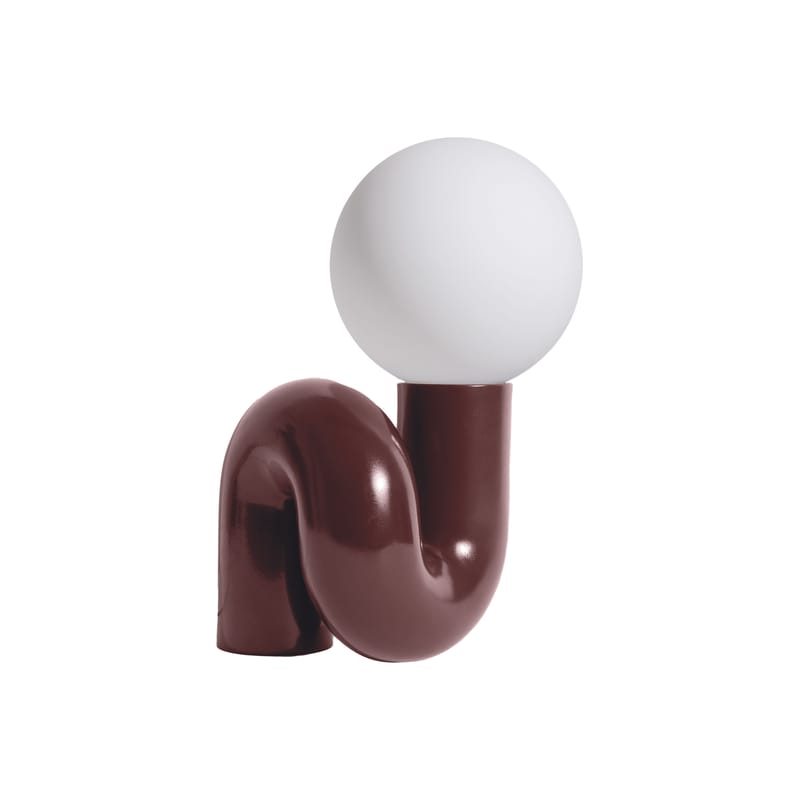 Luminaire - Lampes de table - Lampe de table Neotenic LED Grande céramique rouge marron /L 34 x H 51 cm - Petite Friture - Griotte (brillant) - Céramique, Verre soufflé bouche