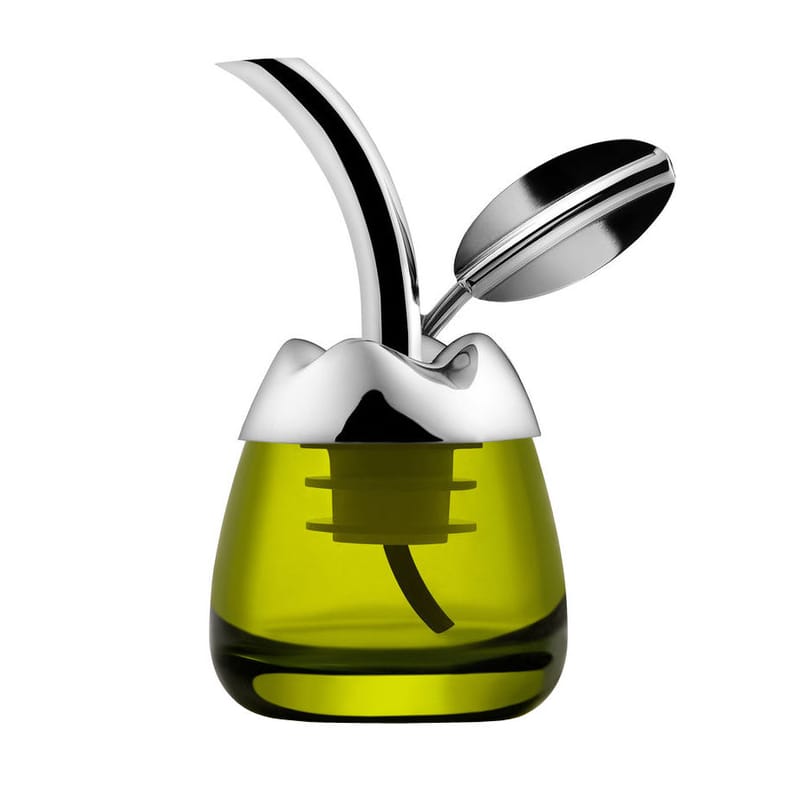 Tableware - Salt, pepper and oil - Fior d\'olio Oil bottle glass metal - Alessi -  - Glass, Stainless steel 18/10