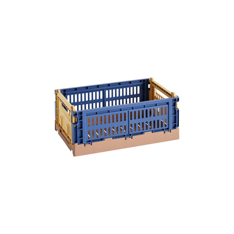 Decoration - Office - Colour Crate MIX Basket plastic material multicoloured Small / 17 x 26 cm - Recycled - Hay - Dark blue / Peach / Yellow - Recycled polypropylene
