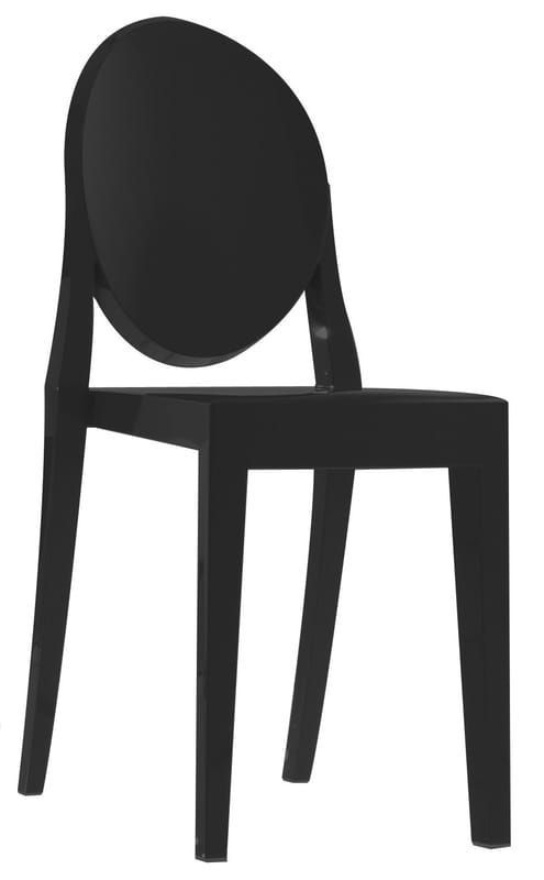 Mobilier - Chaises, fauteuils de salle à manger - Chaise empilable Victoria Ghost / Polycarbonate 2.0 - Kartell - Noir opaque - Polycarbonate 2.0
