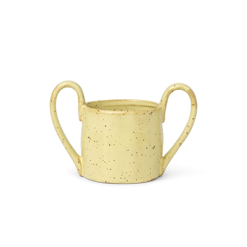 Decoration - Children\'s Home Accessories - Flow Children\'s mug ceramic yellow / Porcelain - Ferm Living - Mottled pale yellow - Enamelled china