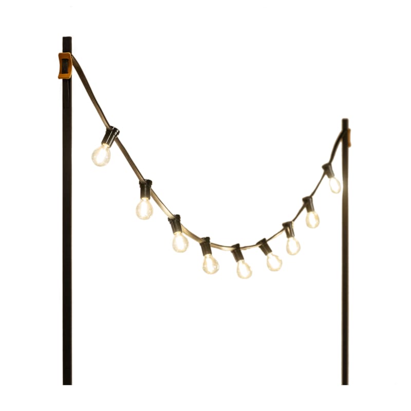 Lighting - Outdoor Lighting - Light My Table Outdoor luminous garland plastic material black / With fixings for table tops - Vincent Sheppard - Black - Leather, Neoprene, Powder coated steel