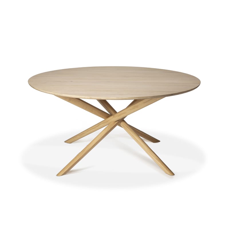 Mobilier - Tables - Table ronde Mikado bois naturel / Chêne massif - Ø 150 cm - Ethnicraft - Chêne - Chêne massif