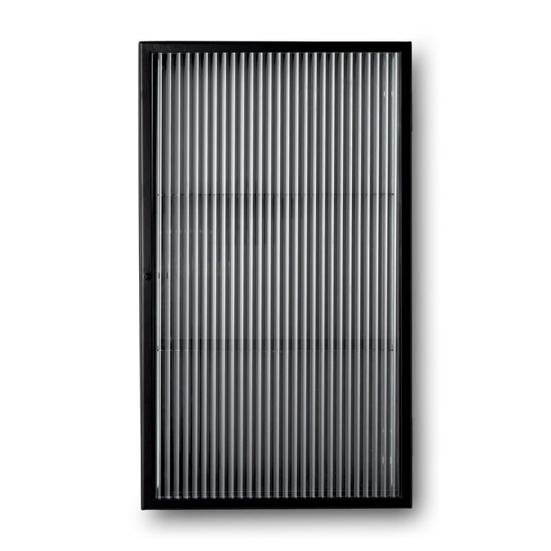 Mobilier - Meubles de rangement - Rangement mural Haze métal verre noir / L 35 x H 60 cm - Verre cannelé - Ferm Living - Noir / Verre cannelé - Métal laqué époxy, Verre cannelé