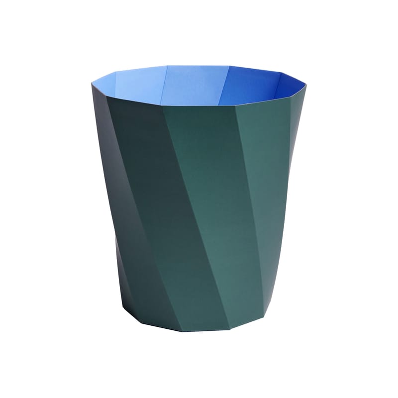 Decoration - Office - Paper Paper Wastepaper basket paper green / Recycled paper - Ø 28 x H 30.5 cm - Hay - Dark green / Blue - FSC recycled paper