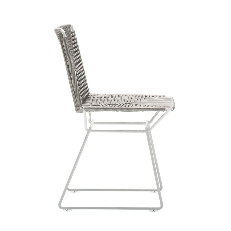 Furniture - Chairs - Neil Twist Chair textile grey silver / OUTDOOR - Hand-braided cord - MDF Italia - Silver grey / White - Polyester rope, Steel