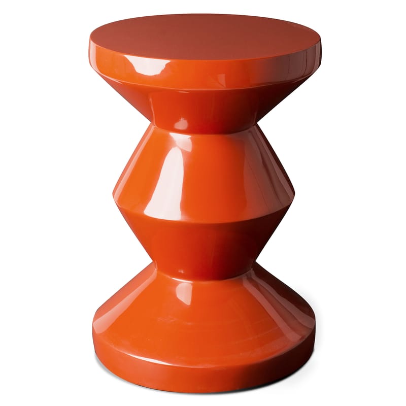 Furniture - Stools - Zig Zag Stool plastic material orange / Lacquered plastic - Pols Potten - Coral - Lacquered polyester