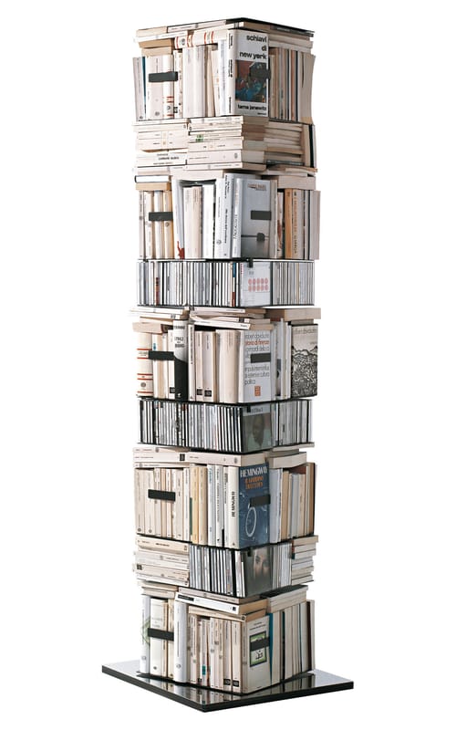 Mobilier - Etagères & bibliothèques - Bibliothèque rotative Ptolomeo H 197 cm / 4 faces - Livres horizontal & vertical - Opinion Ciatti - Noir / Acier - Acier laqué