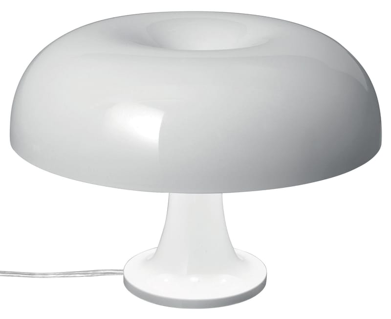 Luminaire - Lampes de table - Lampe de table Nessino plastique blanc / Ø 32 cm - Réédition 1960s - Artemide - Blanc opaque - Polycarbonate