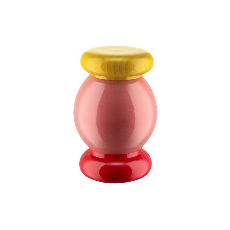 Tableware - Salt, pepper and oil - / By Ettore Sottsass - H 11 cm Spice mill wood pink / Alessi 100 Values ​​Collection - Alessi - Pink - Ceramic, Solid turned beech, FSC-certified