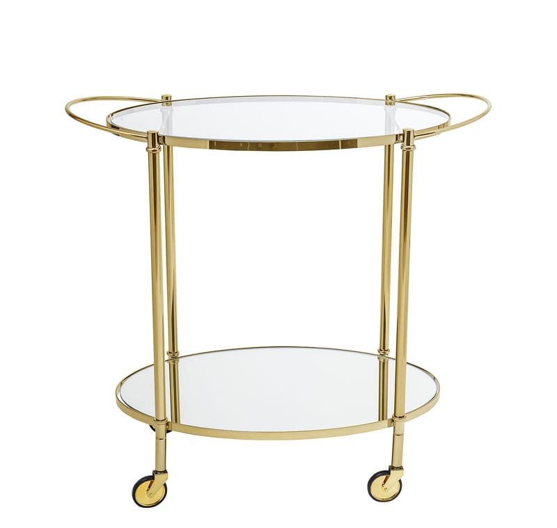 Möbel - Beistell-Möbel - Servierwagen Gold glas gold transparent metall - Bloomingville - Transparent & goldfarben - Einscheiben-Sicherheitsglas, Metall