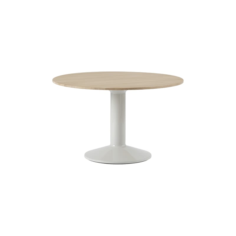 Furniture - Dining Tables - Midst Round table grey natural wood / Ø 120 cm - Oak - Muuto - Oak / Glossy grey leg - Oiled solid oak, Steel