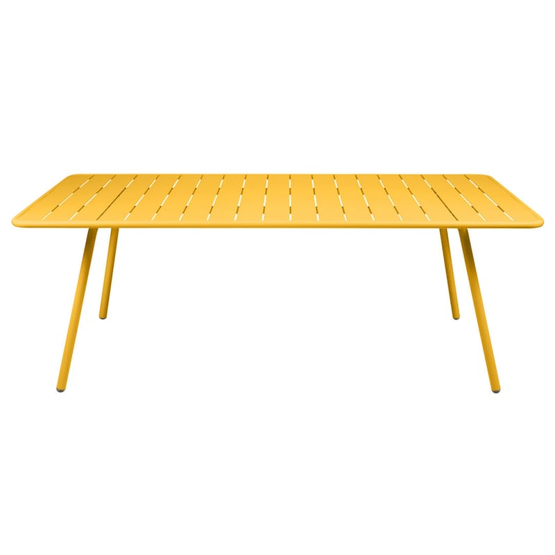 Jardin - Tables de jardin - Table rectangulaire Luxembourg métal jaune / 8 personnes - 207 x 100 cm - Aluminium - Fermob - Miel texturé - Aluminium laqué