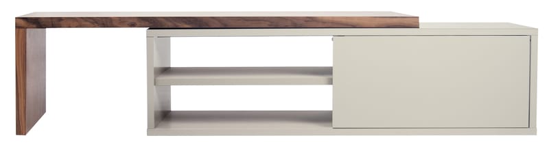 Furniture - TV Stands - Slide Extensible TV cabinet grey natural wood / Swivel - L 110 to 203 cm - POP UP HOME - Grey / Walnut - Painted honeycomb panels, Walnut veneer