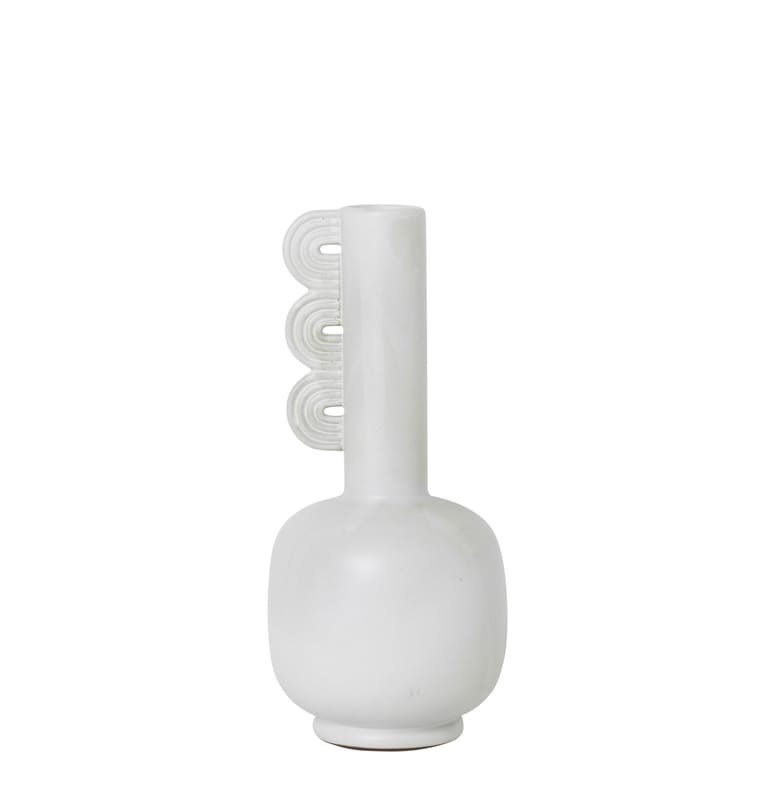 Decoration - Vases - Muses - Clio Vase ceramic white / Ø 13 x H 29 cm - Ferm Living - Clio / White - Enamelled sandstone