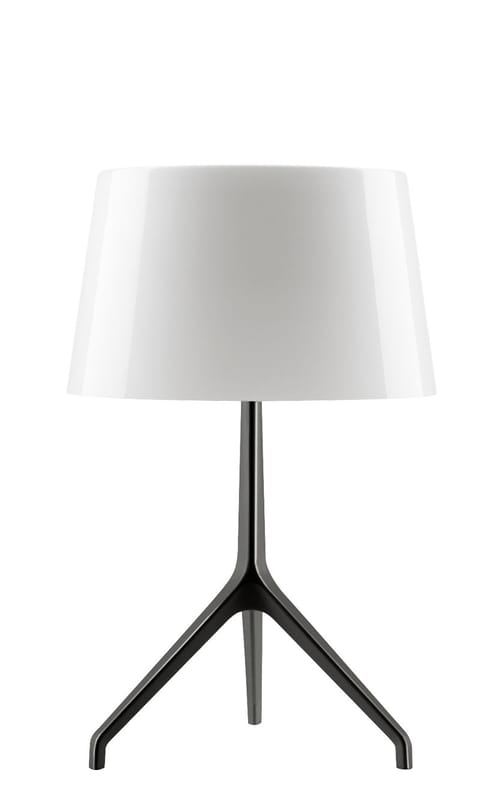 Lighting - Table Lamps - Lumière XXS Table lamp metal glass white black H 40 cm - Foscarini - White / Black chromed feet - Blown glass, Varnished aluminium