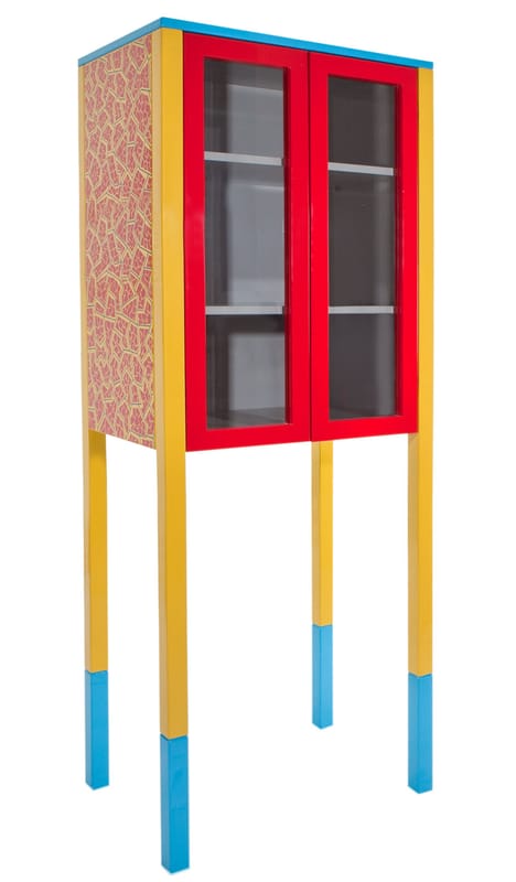 Furniture - Shelves & Storage Furniture - Cabinet D\'Antibes Dresser wood blue yellow red - Memphis Milano - Yellow, red & blue - Glass, Lacquered wood