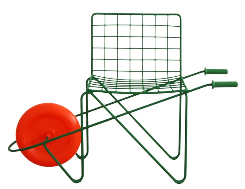 Möbel - Möbel für Kinder - Kinderstuhl Trotter metall grün / mit Rad - Magis - Grün / Rad orange - Polypropylen, Stahl