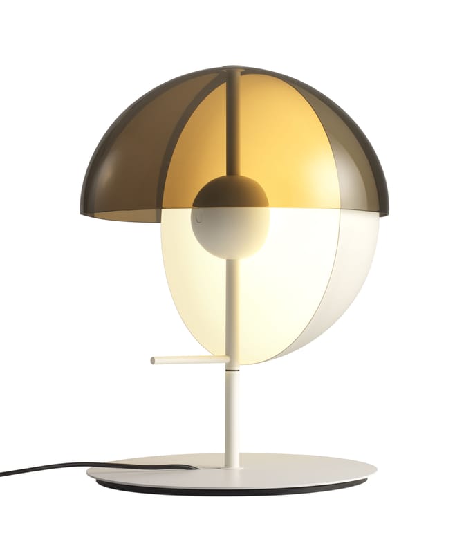 Lighting - Table Lamps - Theia LED Table lamp metal plastic material white LED / H 43,5 cm - Marset - White / Smocked brown - Lacquered metal, Smoked methacrylate