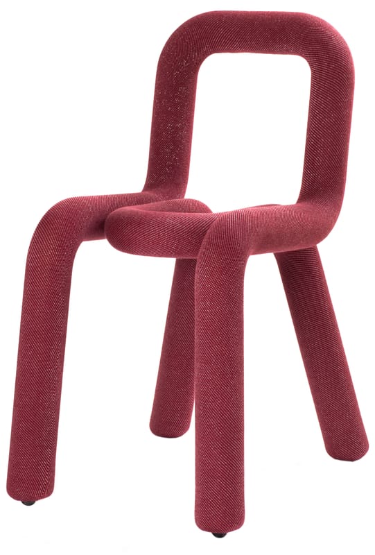 Möbel - Stühle  - Stuhl Bold Sparkling textil rot / glitzernder Stoff - Moustache - Rot-glitzernd - Gewebe, Polyurethan-Schaum, Stahl