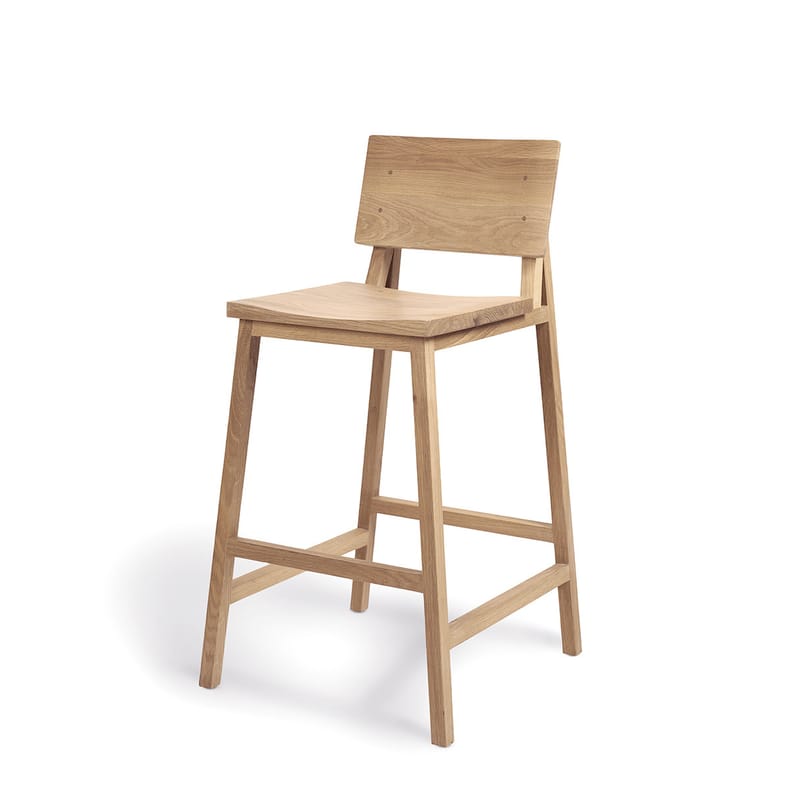 Furniture - Bar Stools - N3 Bar stool natural wood / H 66 cm - Solid oak - Ethnicraft - Oak - Solid oak