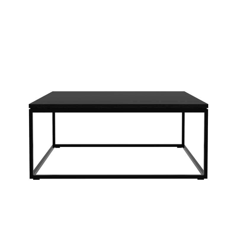 Furniture - Coffee Tables - Thin Coffee table wood black / Solid oak & metal - 70 x 70 cm - Ethnicraft - Black - Solid oak, Varnished metal