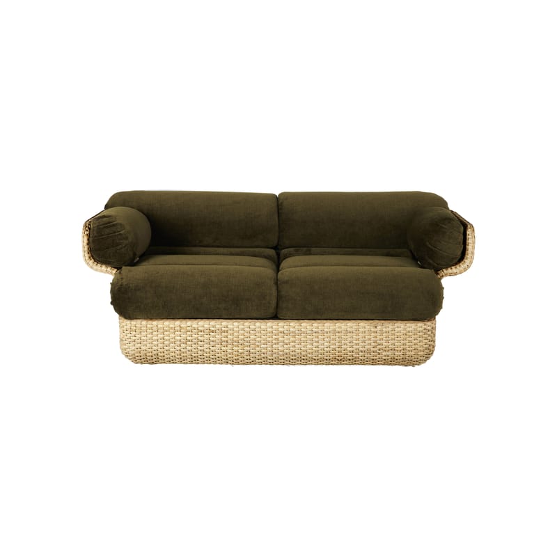 Gubi Basket Straight sofa green rattan Made In Design UK